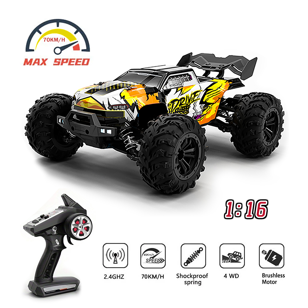 Drone Bike Rc - 1/16 70KM/h 4WD RC Car 2.4G