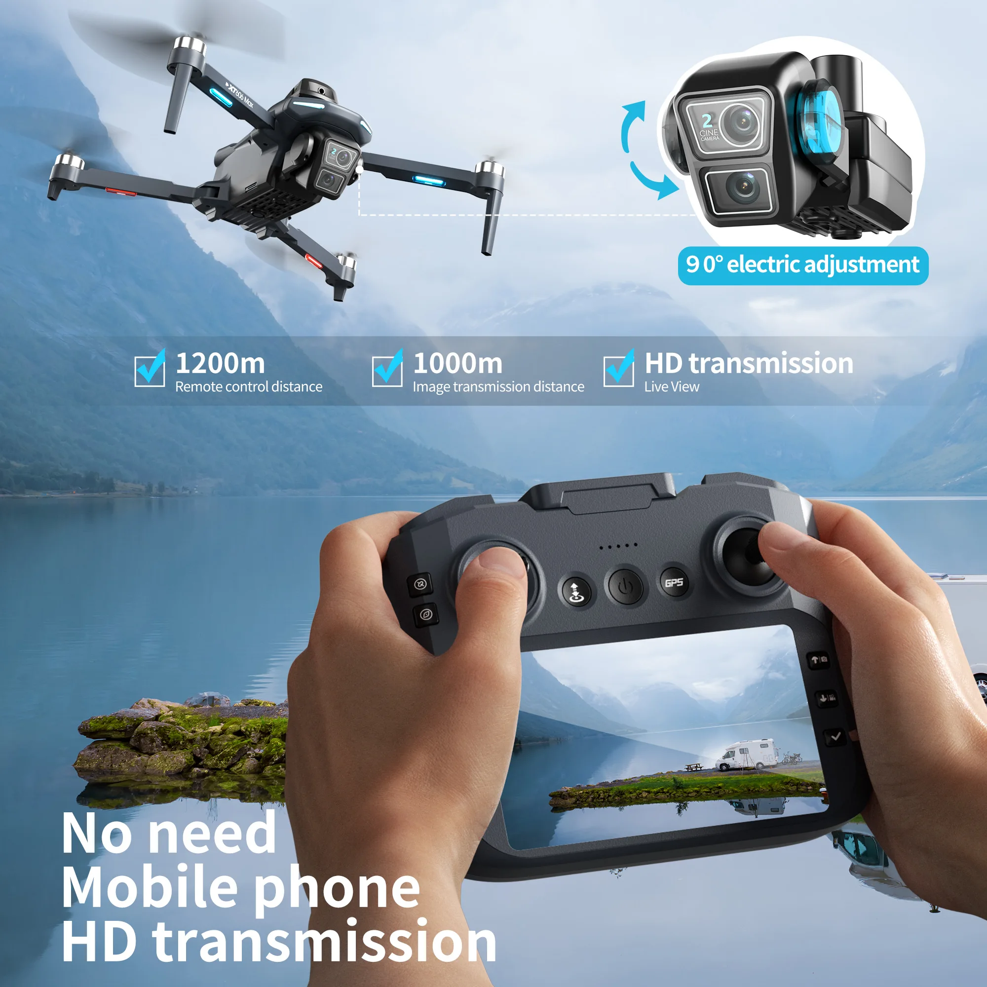 Lenovo XT606 Drone Professiona - مراجعة Drone Gps Rc Tt36 وسعره