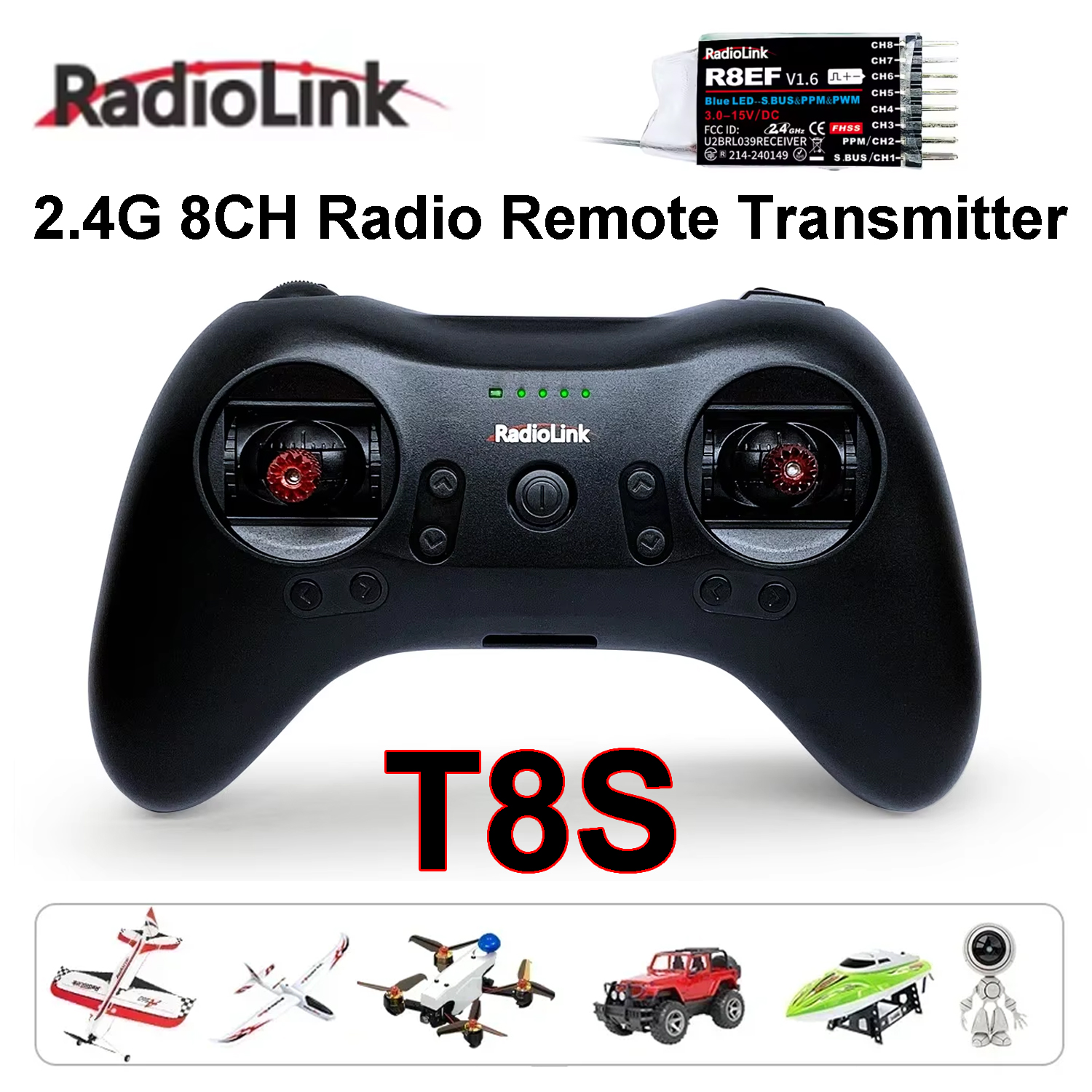 Radiolink T8S 2.4G 8CH Radio R - مراجعة Drone Rc Game وسعره