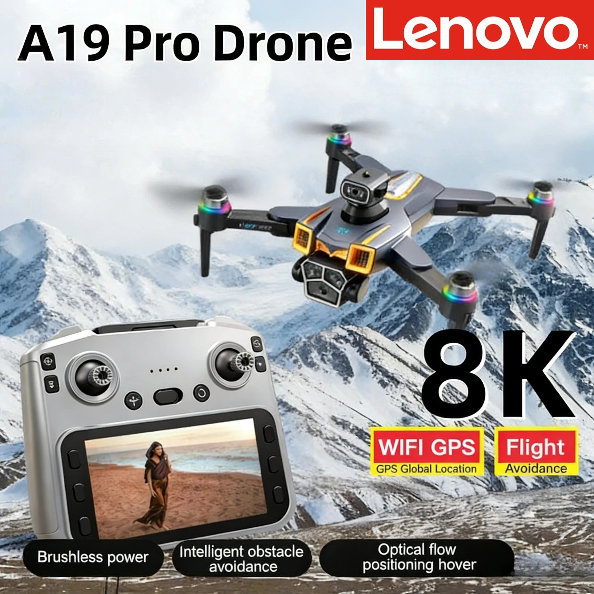 Lenovo A19 PRO Drone 8K Aerial - مراجعة Drone Gps Rc Tt36 وسعره