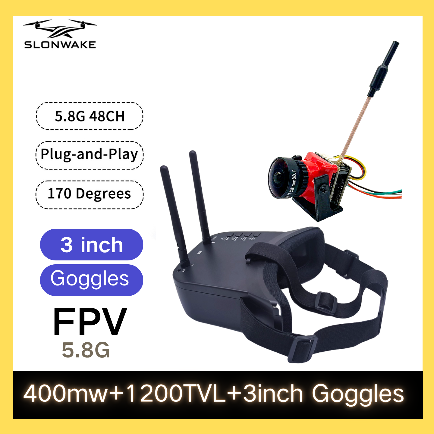 SLONWAKE 5.8G 48CH FPV 400mw V - مراجعة Drone Rc With Camera وسعره